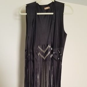 NWOT Black Fringe Vest